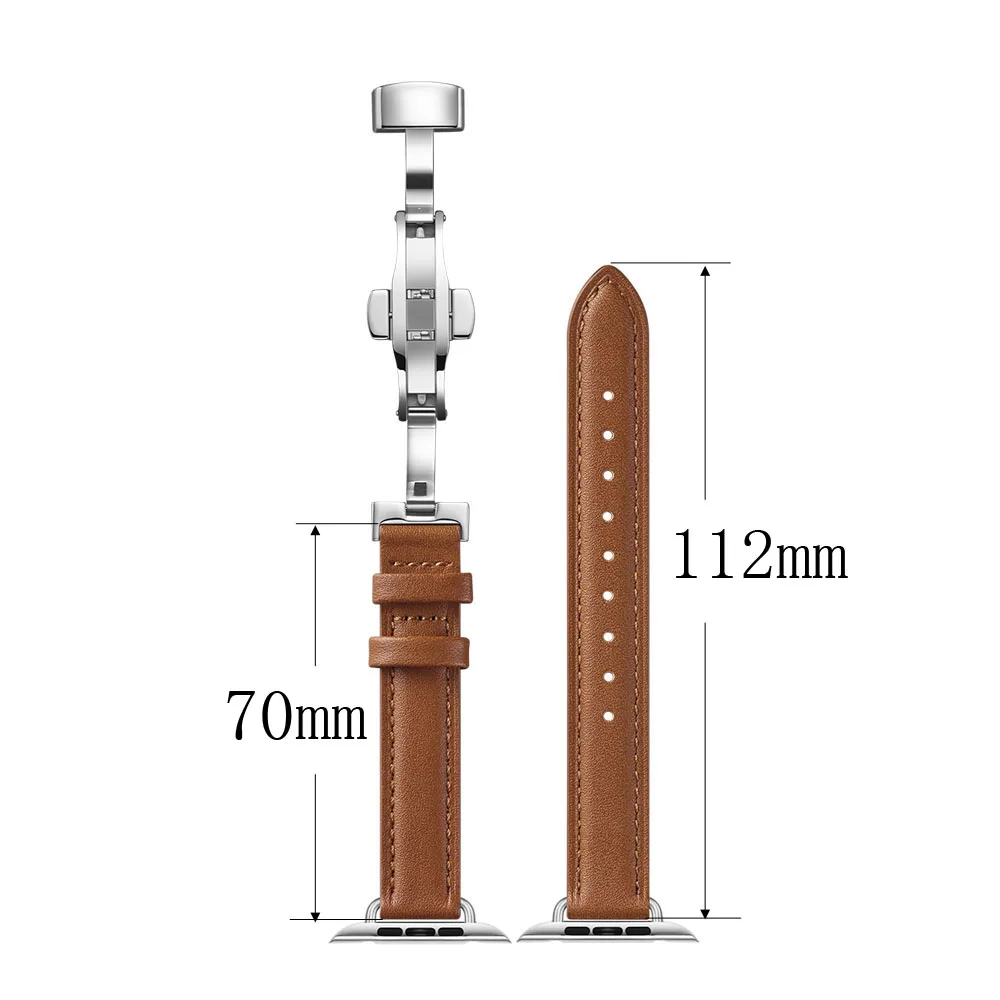 Slim Leather Strap for Apple Watch Series 45mm 41mm 44mm 40mm 42mm 38mm 49mm Bracelet iWatch Ultra 8 7 6 5 4 3 SE Watchband Belt