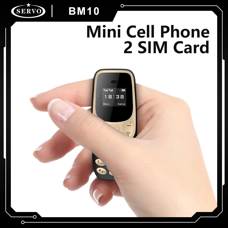 SERVO BM10 Mini Mobile Phones 2 SIM Bluetooth Earphone Voice Changer Dialer Low Radiation Recording Unlocked Small Cell phone