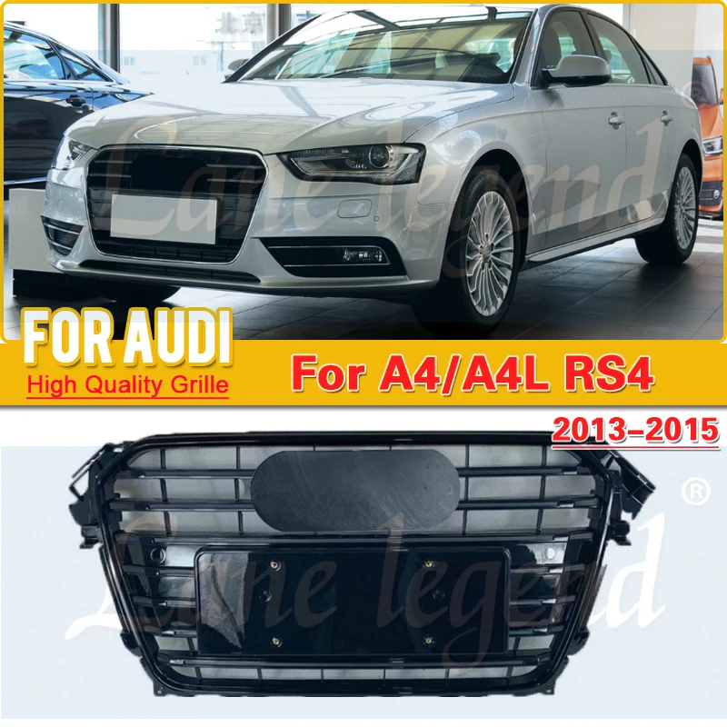 

Glossy Black New ABS Car Front Bumper Grille paint-proof for Audi RS4 for A4/S4 B8.5 2013 2014 2015 (Refit for RS4 Style)