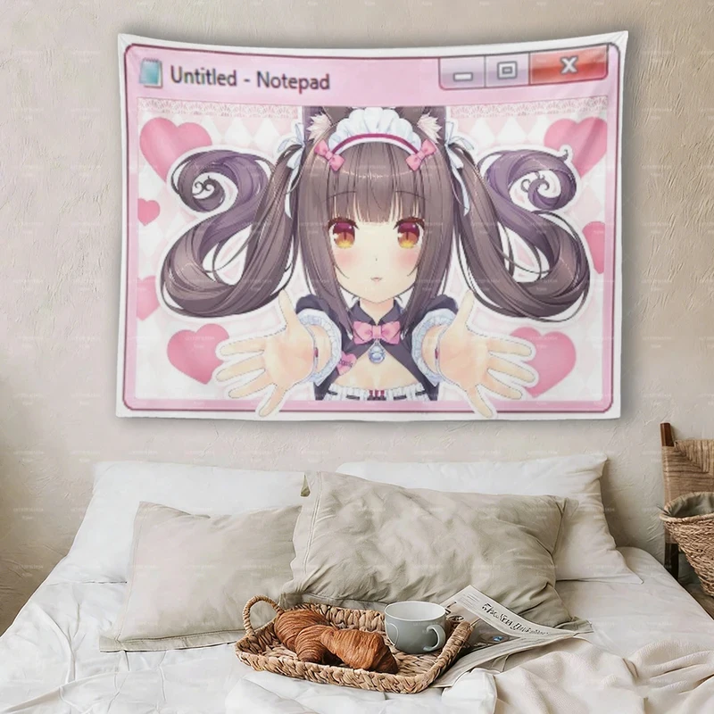 Cute Girl Anime Tapestry, With A Playful Cartoon Style, Is Suitable For Hanging In Dormitories Or Bedrooms For Decoration