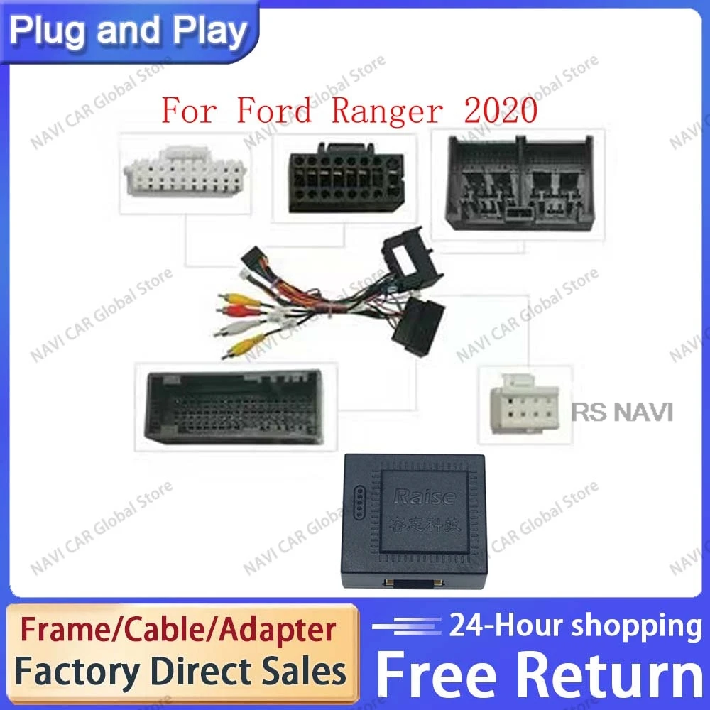 NAVI Car Stereo Audio 16PIN Android Power Wiring Harness Cable Adapter With Canbus Box For Ford Ranger 2020