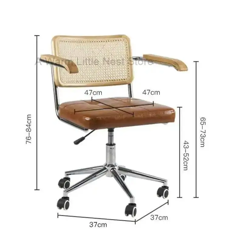 Nordic vintage computer chair Japanese rattan woven swivel chair office lift ergonomic desk with wheels offer meeting Executive