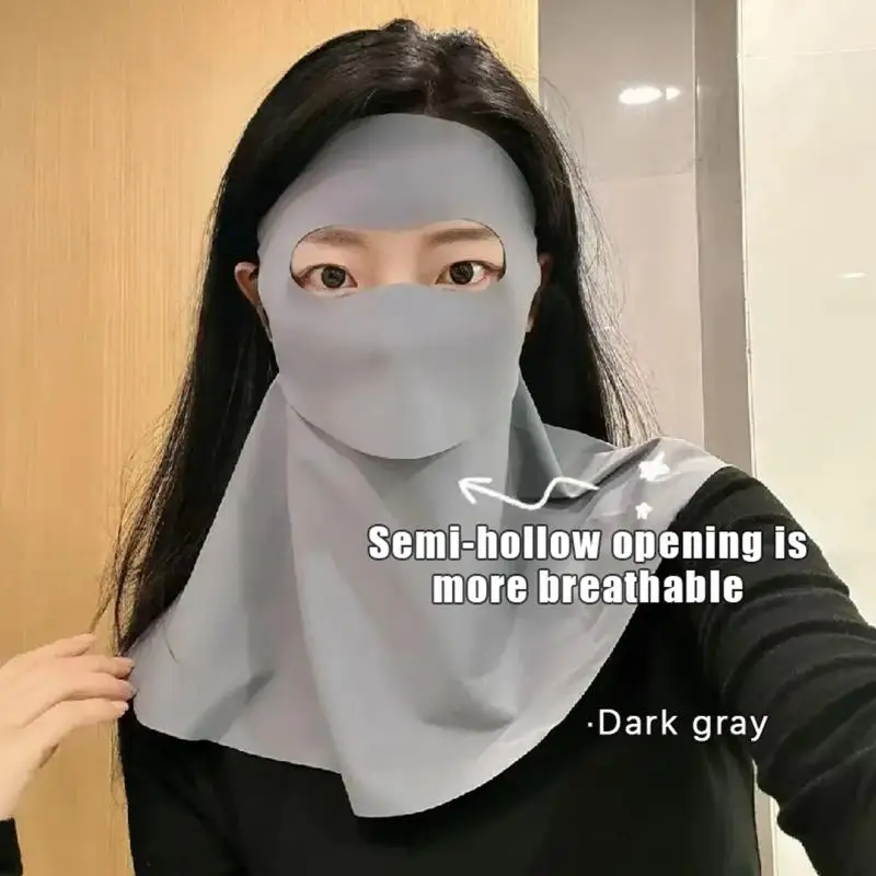 

Ice Silk UV‑Shield Face & Neck Cover Breathable Sun Shield with Drinking Hole for Summer Outdoor Use