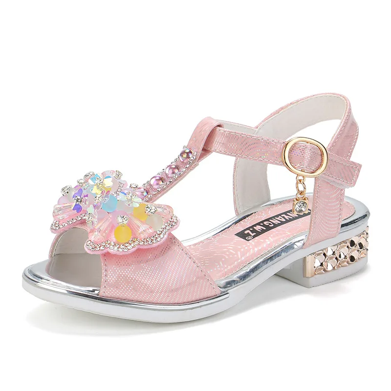 Girls Shoes Flat Heel Sandals Kids Girls Spring Summer Little Kids Shoes Princess Dress Bow Fashion Shoes Teenage Girls Sandals