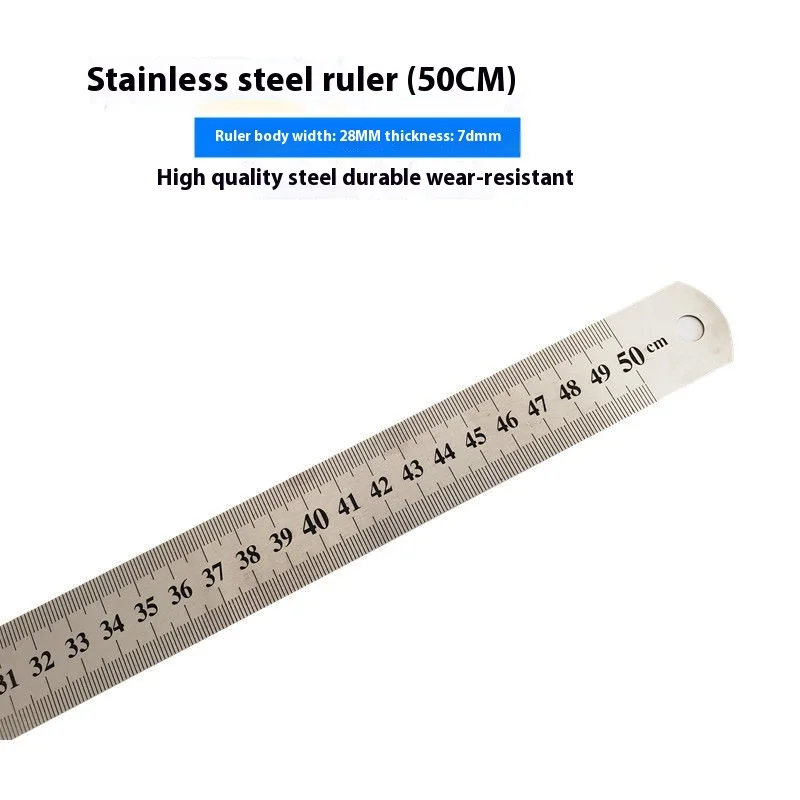 

50cm Stainless Steel Metal Straight Ruler Precision Double Sided Precision Measuring Tool Scale Metric Ruler Accessories