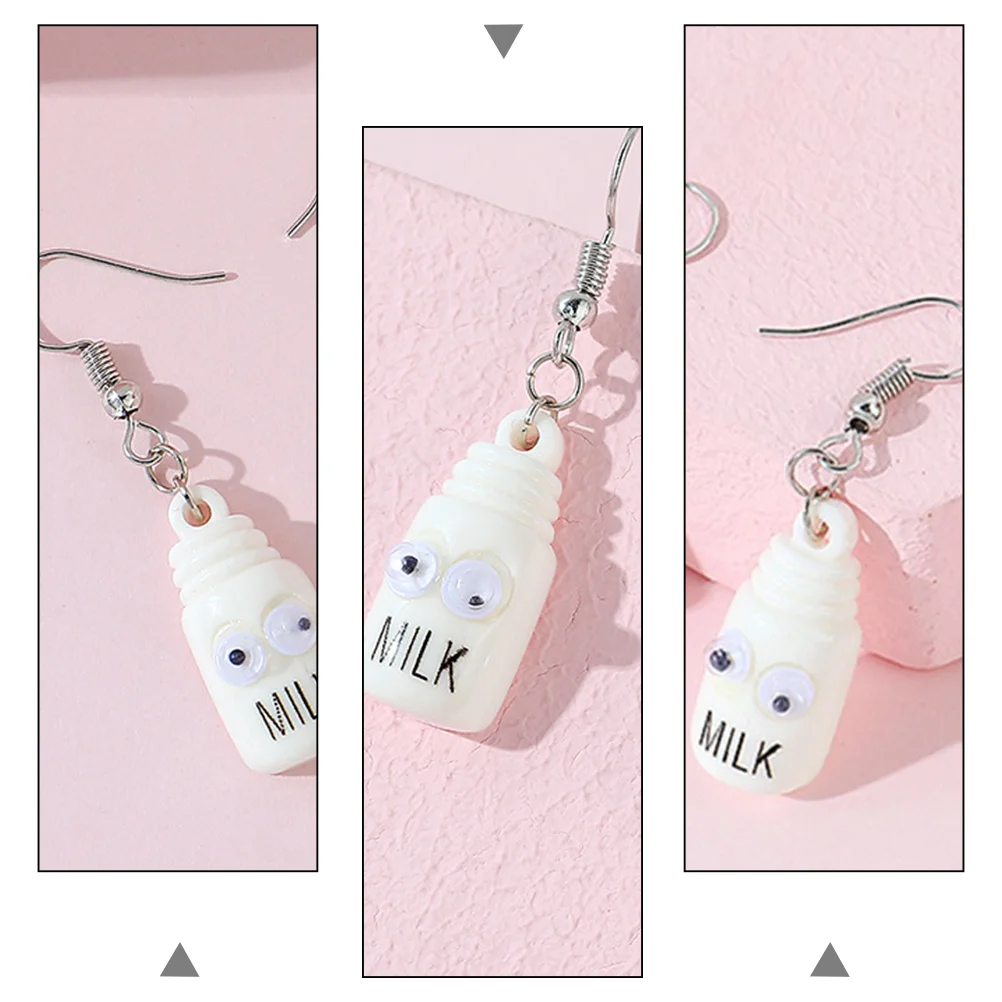1 زوج الأبيض زجاجة الحليب الأقراط هندسية استرخى النساء الأذن ترصيع الأزياء والمجوهرات ديكور للاستخدام اليومي