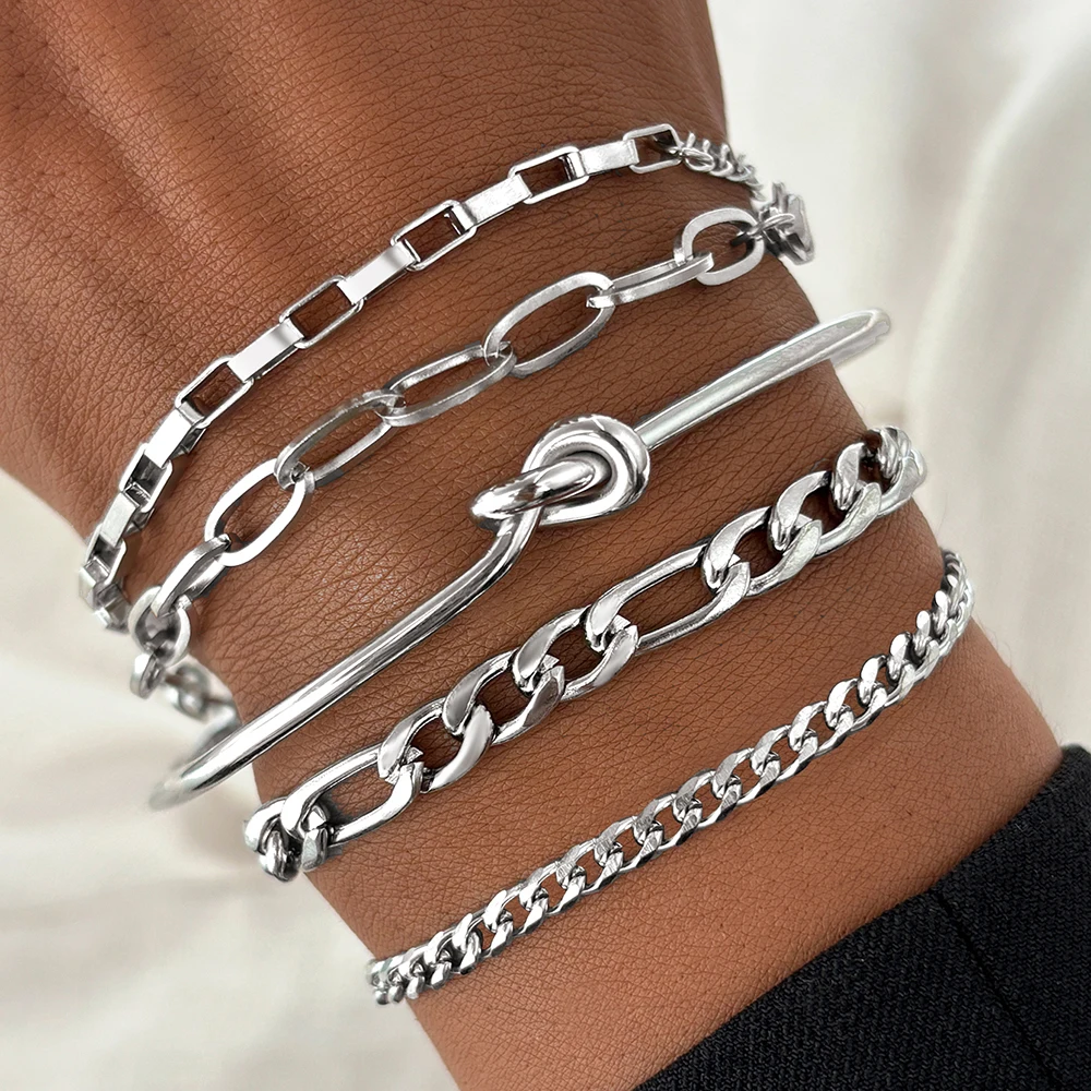 Edelstahl Armbänder leichte Luxus Retro kreative Armbänder mehr schicht ige Schlangen kette Armbänder für Frauen Schmuck Party Wear