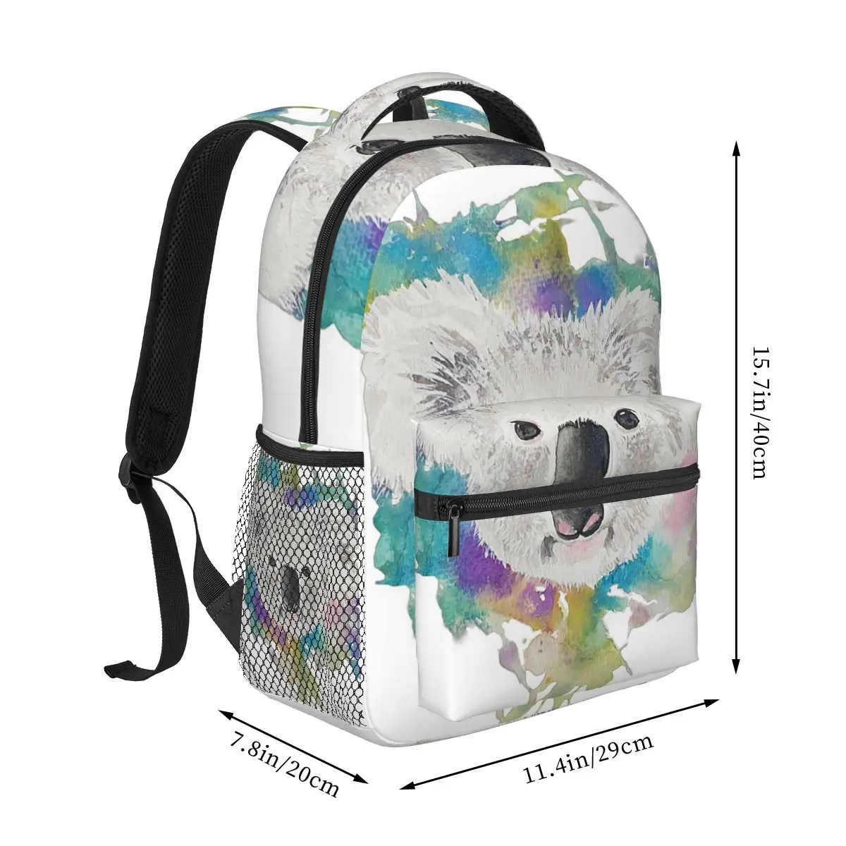 Colorful Koala Watercolor Backpack Hot Sale Daypack Large Capacity Kids BookBag School Bag Shoulder Bags for Men Women