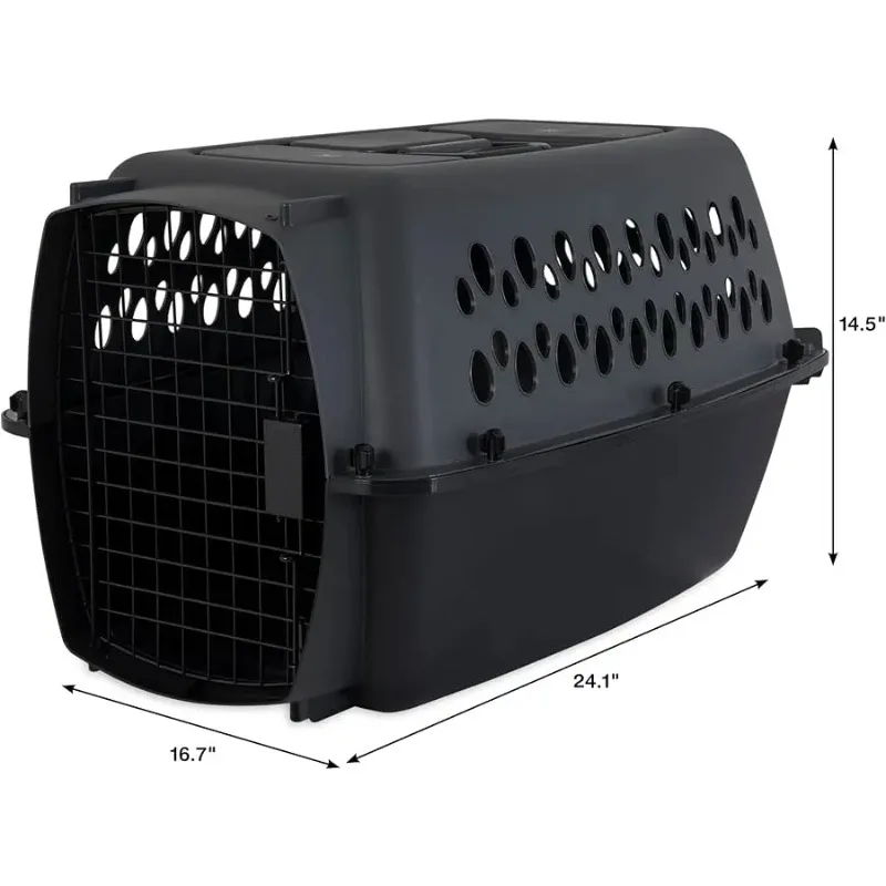 

Pet Porter Dog Kennel 24", Dark Gray & Black, for Pets 15-20lbs, Made in USA