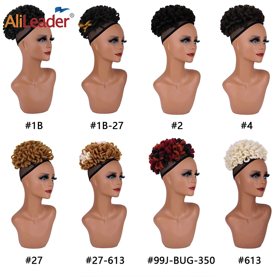 1 adet Afro saç çörekler moda Dreadlock Chignon büzme ipi klipsi saç Chignon sentetik sahte saç at kuyruğu