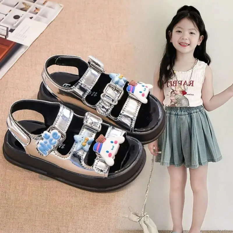 

Sanrio New Style Cinnamoroll Cartoon Fashion Sandals Kuromi Children Summer Cute Anti Slip Beach Shoes Breathable Cool Slippers