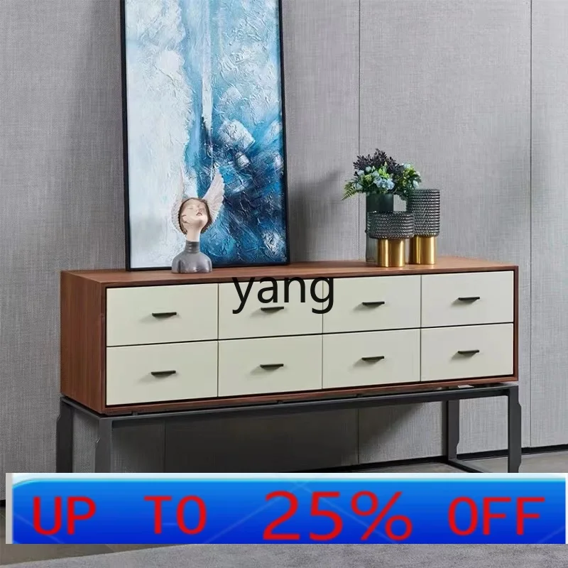 

LH Italian light luxury black walnut veneer bucket cabinet European simple and fashionable storage cabinet