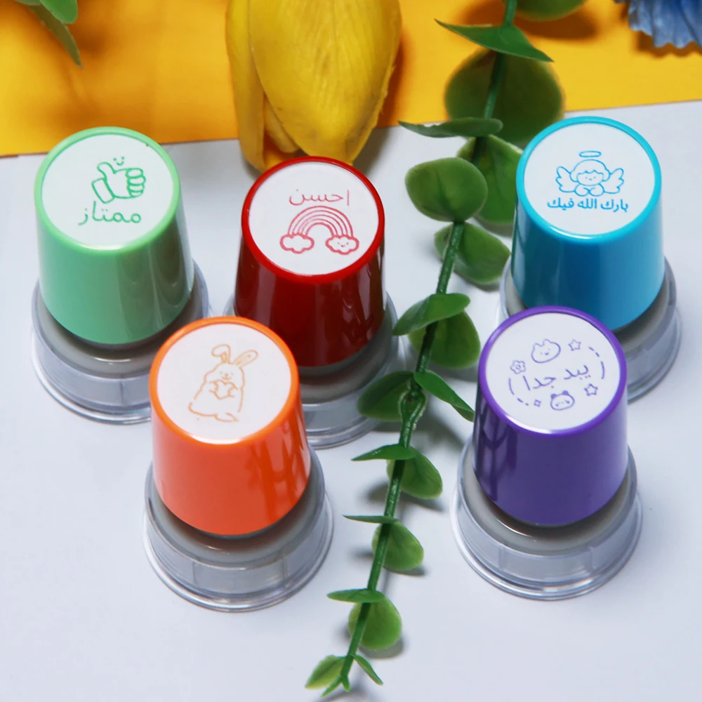 5 مجموعات من الأختام العربية الملونة ذاتية العرب، أفضل أختام المعلم المستديرة الممتازة والرفيعة، للتدرج في الفصول الدراسية #4