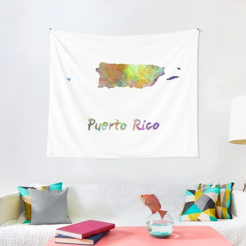 

Puerto Ricoin watercolor Tapestry Funny Aesthetic Room Decoration Outdoor Decor Room Decorator Tapestry