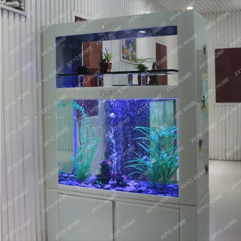 XXRectangle large wine cabinet screen ecological fish tank aquarium medium ultra-white glass bottom filter
