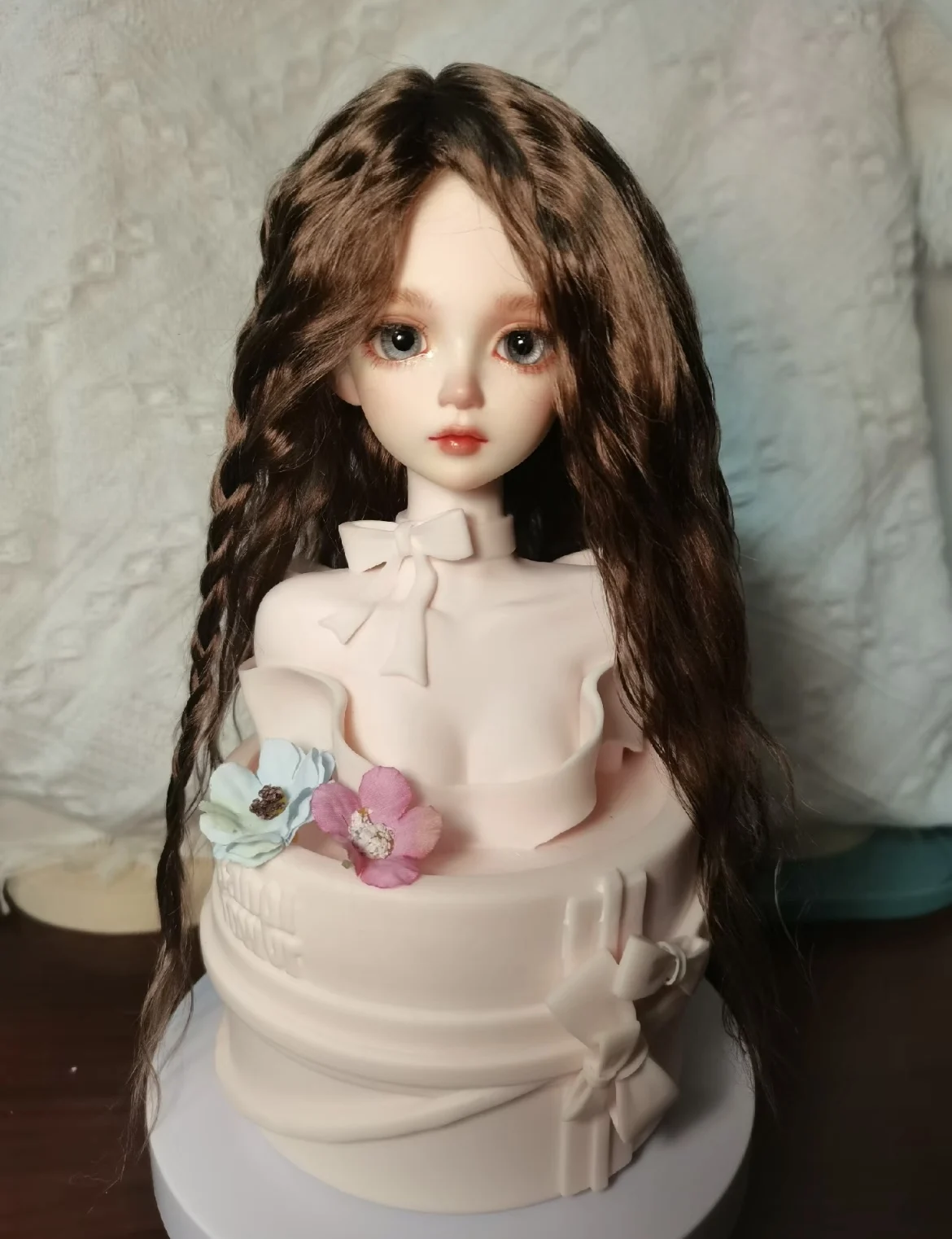 

Волосы для куклы, коричневые, мохеровые, со средним пробором, плетеные 1/4 BJD, аксессуары, парик, бесплатная доставка