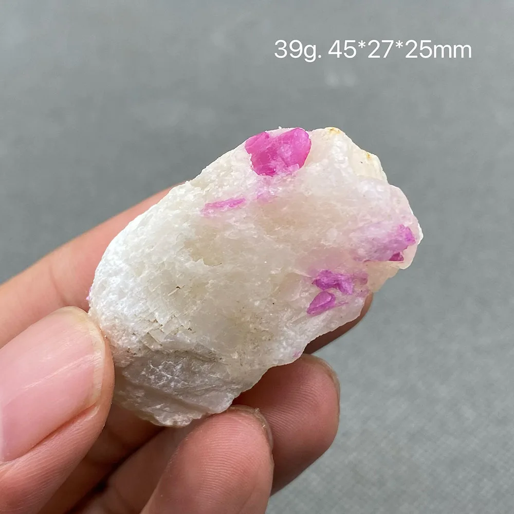 100% natural Myanmar Fluorescent Ruby rough mineral stones and crystals healing crystals quartz gemstones +Box 35mm