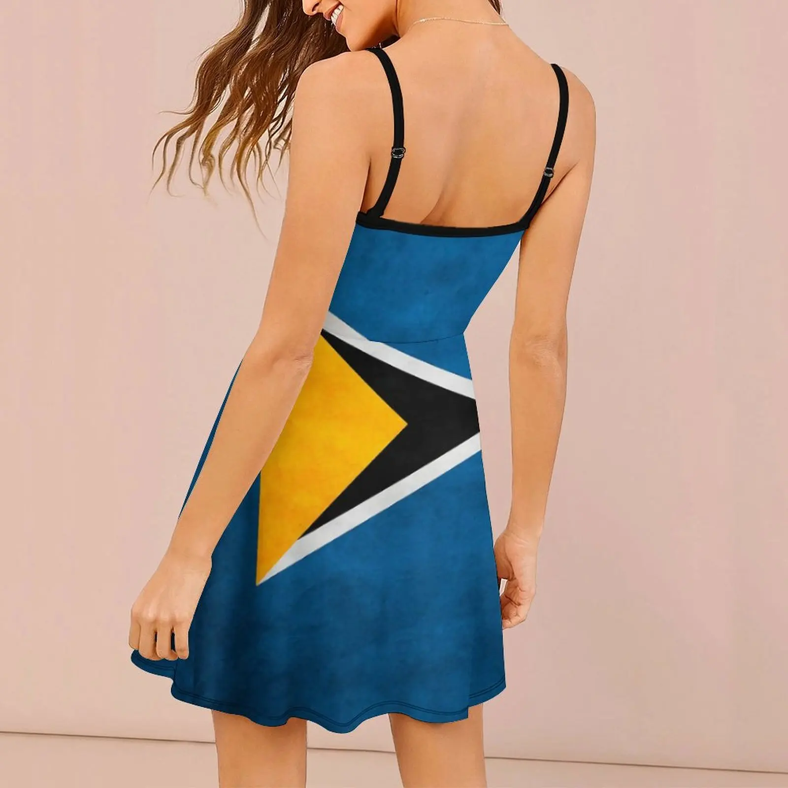 Saint Lucia  Saint Lucian Flag  National Flag of Saint Lucia  Saint Lucian National Flag Women's Sling Dress Humor Graphic The D