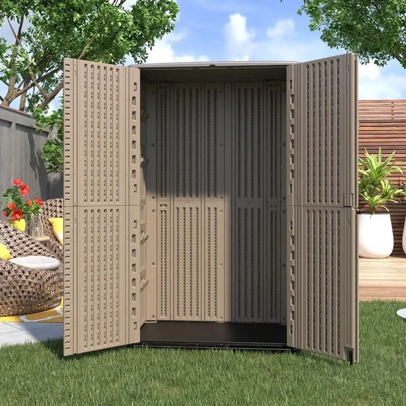 Outdoor storage cabinet, large capacity sunscreen and waterproof, household plastic.