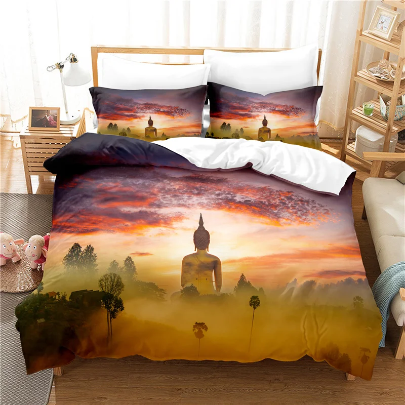 Buddha Statue Bedding Set Duvet Cover Set 3d Bedding Digital Printing Bed Linen Queen Size Bedding Set Fashion Design