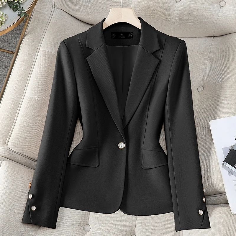 Zjyt moda coreana blazers para mulher manga longa lapela gola casual fino ajuste jaquetas casacos senhoras do escritório plus size outerwear