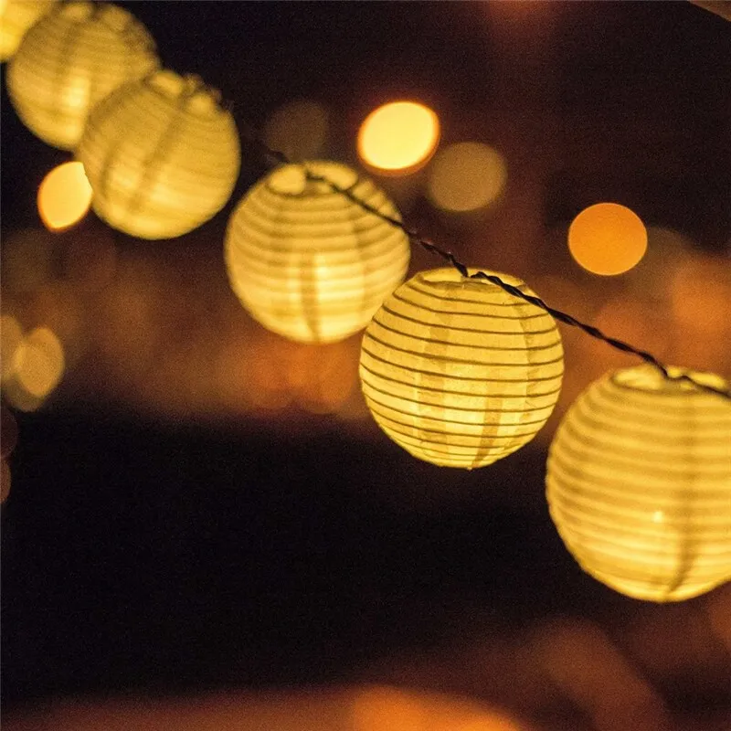 10 LED Lantern Ball String Light Outdoor Waterproof Patio String Lights Solar Garland Christmas Lights