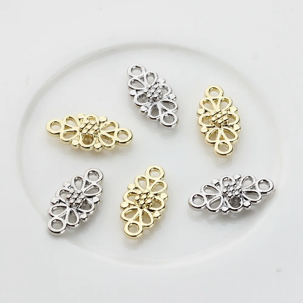 10Pcs/pack Simple Alloy Hollow Out Lace Flower Pendant DIY Bracelets Necklaces Jewelry Accessories