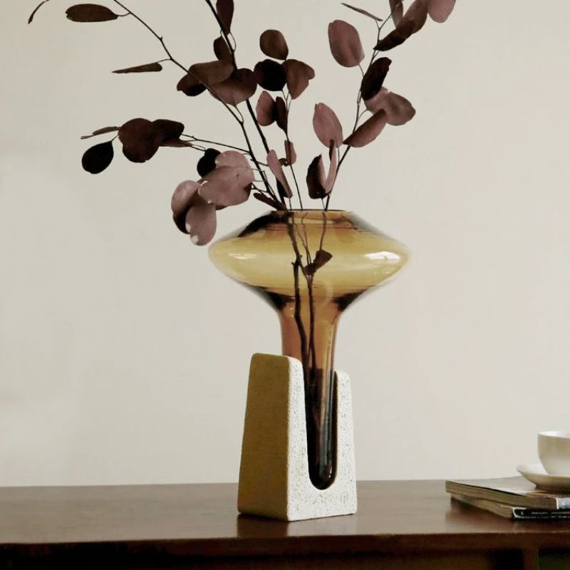 

Light Luxury Medieval Style Glass Vase Ornament, Living Room Side Cabinet Decoration, High-end Vase