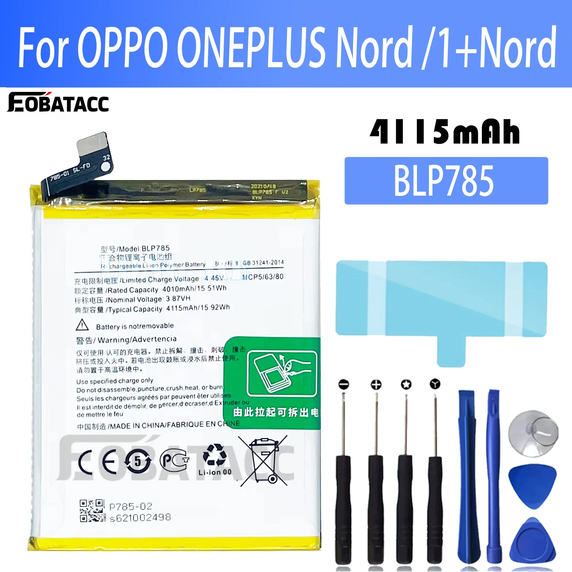 

100% New Original Battery BLP785 For OPPO One Plus Nord Battery + Free Tools