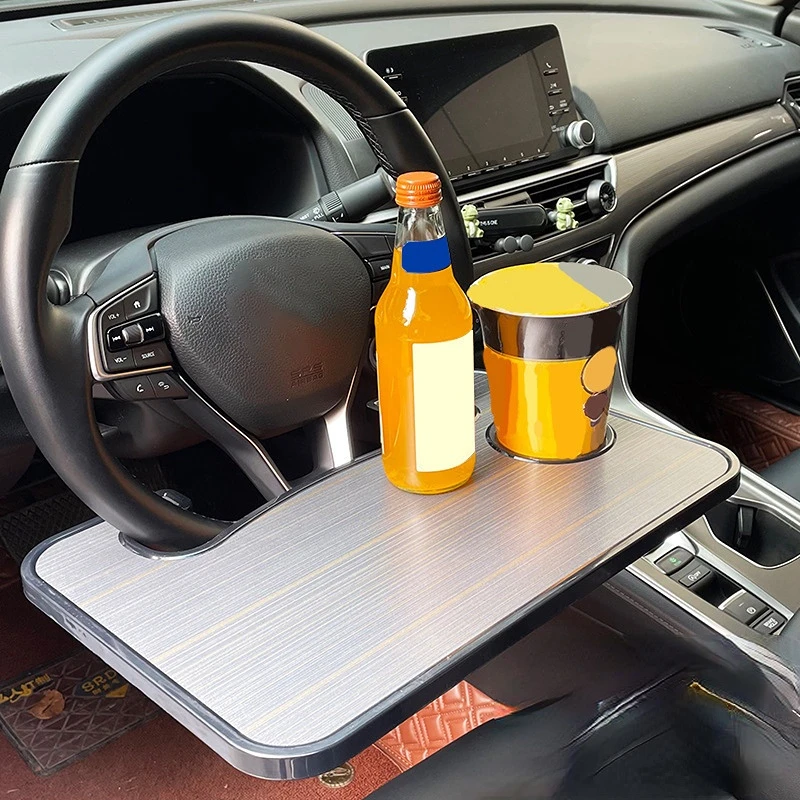 Car Dining Plate Steering Wheel Drinks Holder Car Computer Desk Tray Holder Car Plate Rack Multifunctional Car Table Voiture