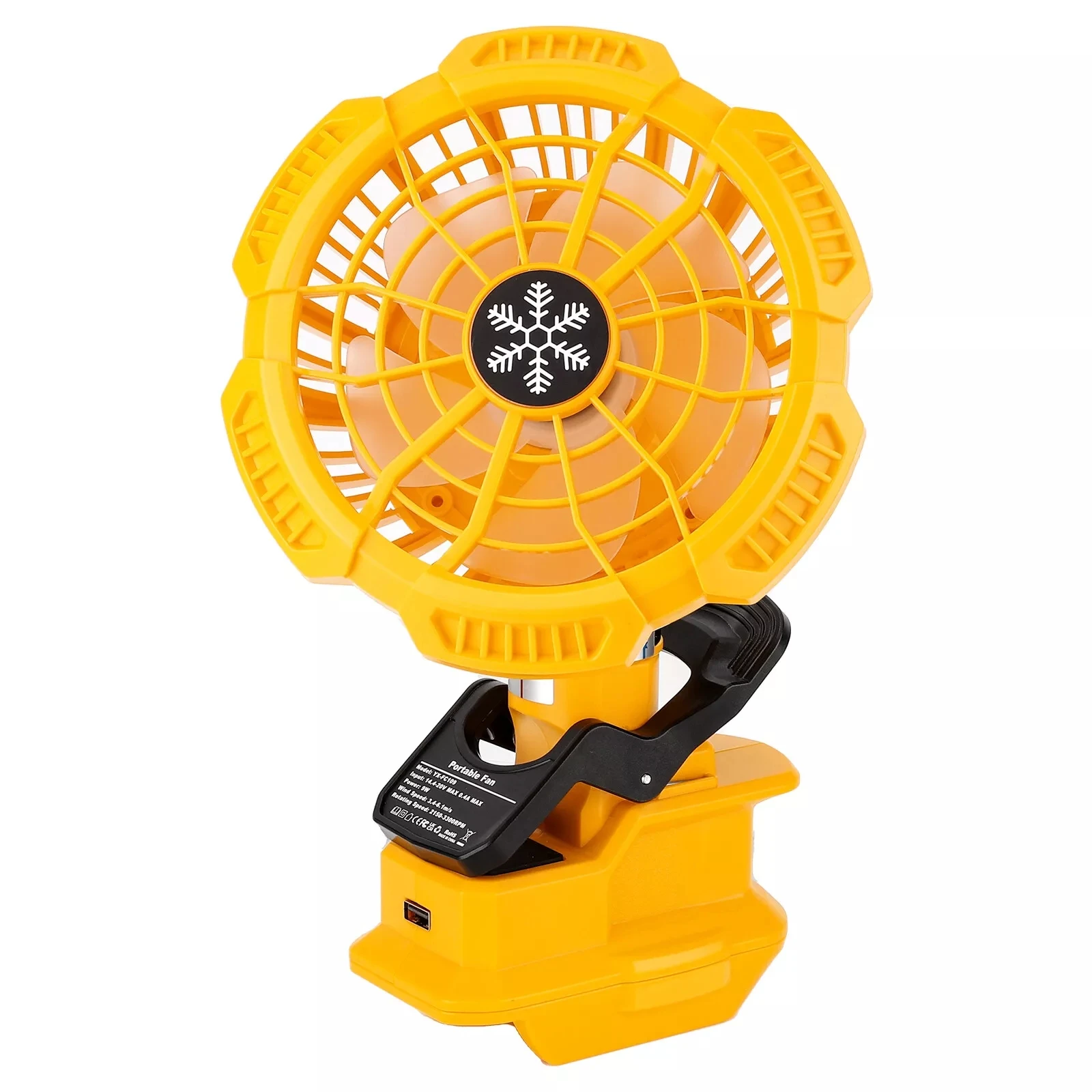 Portable Cordless 3 speeds Fan For Dewalt 20V/60V Lithium-Ion Battery with USB Charging Port for Bedroom,Outdoor,Camping