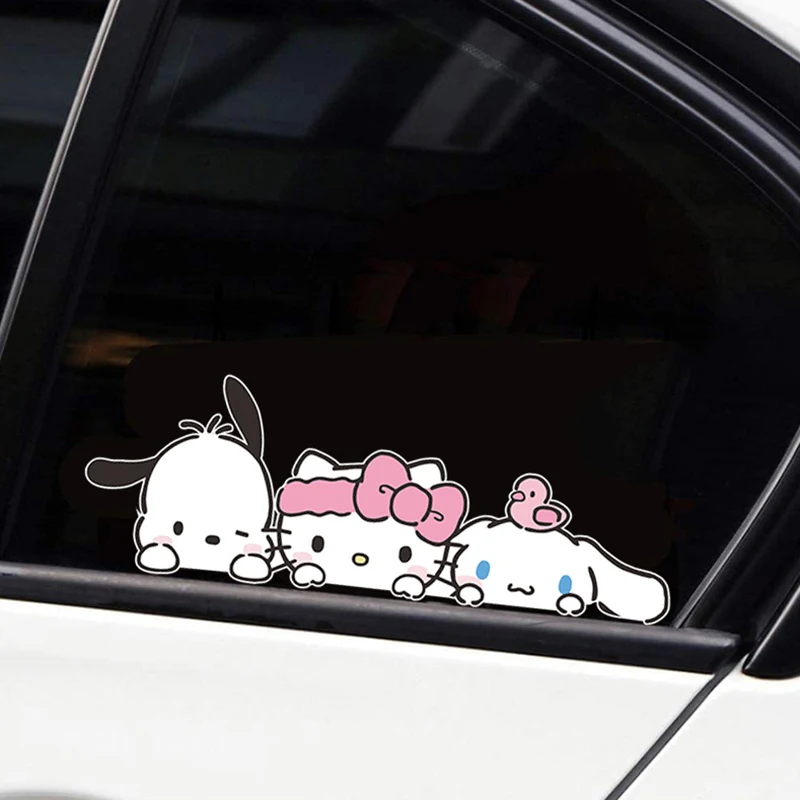 Sanrio-pegatinas Kawaii para coche, calcomanías decorativas para ventana, camión, automóvil, motocicleta, vehículos, accesorios