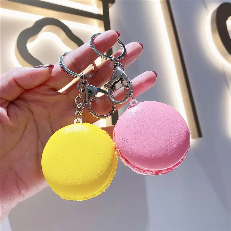 New Creative Macaron Key Chain Simulation Fashion Food Macaron Model Lovers Trend Dim Sum Car Bag Mobile Phone Pendant Gift