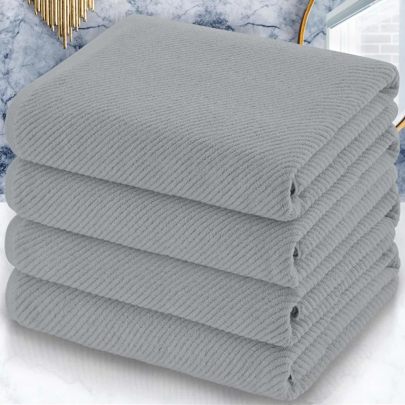 

Grey Bath Towels, Large 30" x 56" - 100% Cotton | Quick Dry | Light Weight | Thick , Soft , Absorbent