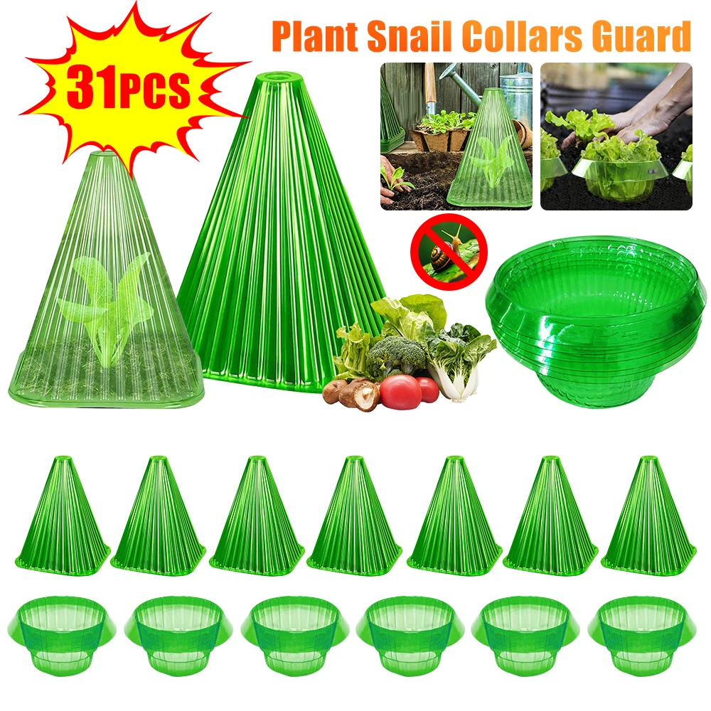 31Pcs Snail Collars Slug Plant Protection Collars Plant Snail Collar Guard Green Planter Flower Pot Pest Control Trapper Garden