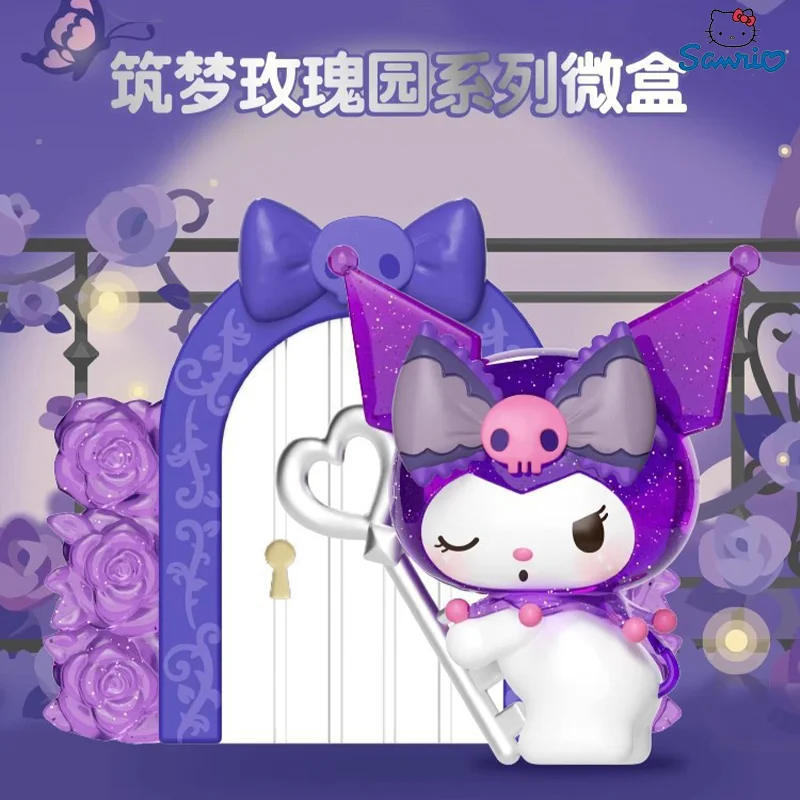 

Sanrio глухая коробка Kuromi Dream Rose Garden Series микро бокс необычное украшение для рабочего стола анимация милая кукла таинственная коробка