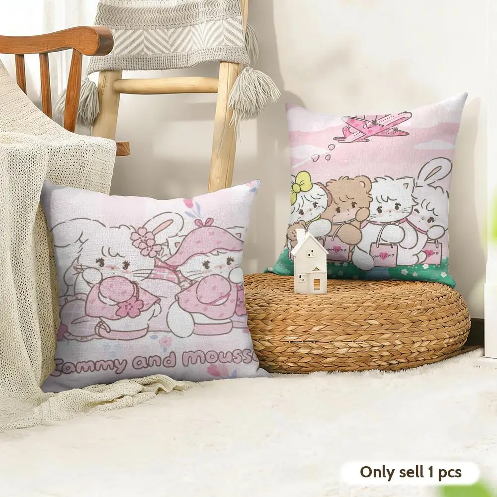 M-Mikkos lllustration Cushion Cover Natural Linen Double Sided Print  Throw Pillow Case for Sofa Couch Home Decor
