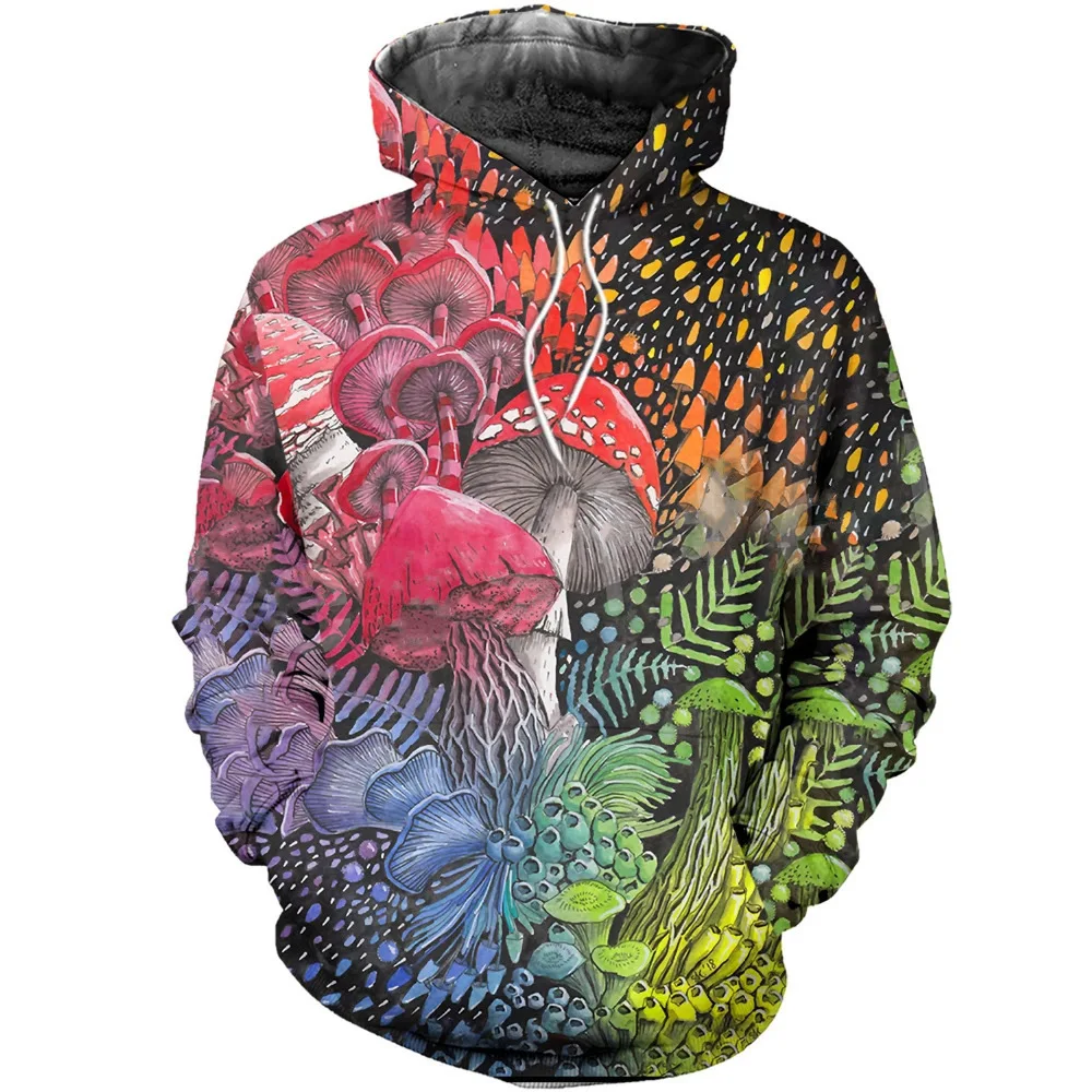 Autumn Colorful Mushrooms 3D Print Hoodies Men Women Fashion Casual Sweatshirts Oversized Hoodie Pullovers Tracksuit Clothing