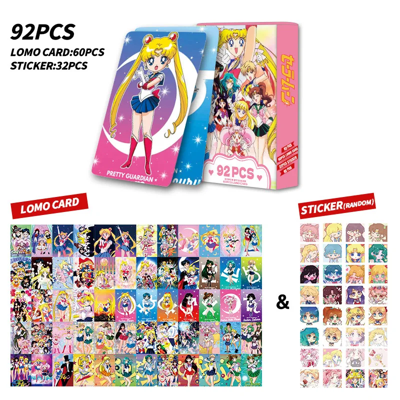 92 Sheets LOMO Cards Sailor Moon Double Sided HD Color Printed Photo Cards Anime Merchandise Collectible Card Stickers For Fans