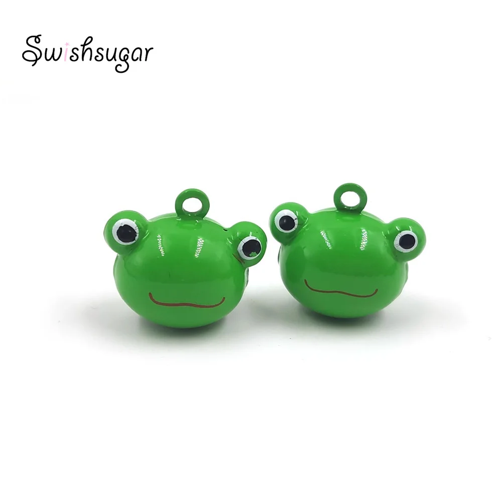 Enamel Copper Cartoon Frog Head Bell Charms Pet Necklace Pendant Festival Holiday Decoration