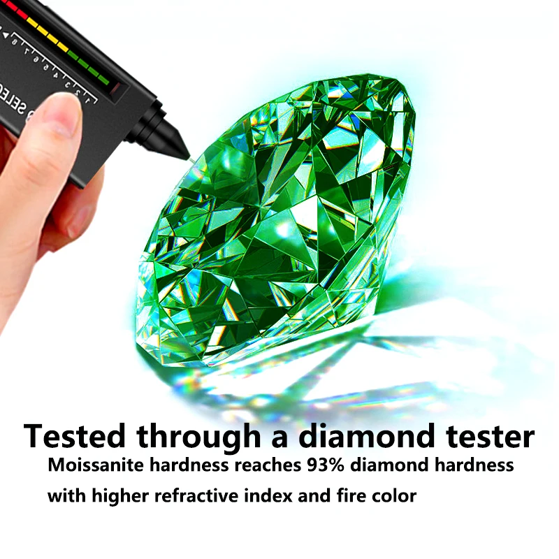 1CT Green Moissanite Silver Ring with Certificate 100% - S925 Women Jewelry Wedding Party Gift