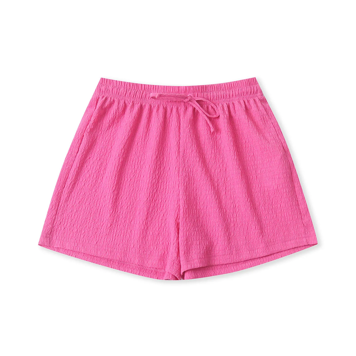Casual Pleated Shorts Women's Fashion Candy Colored Elastic Waist Belted Loose Fit Summer New Style Versatile Loose Casual Pants