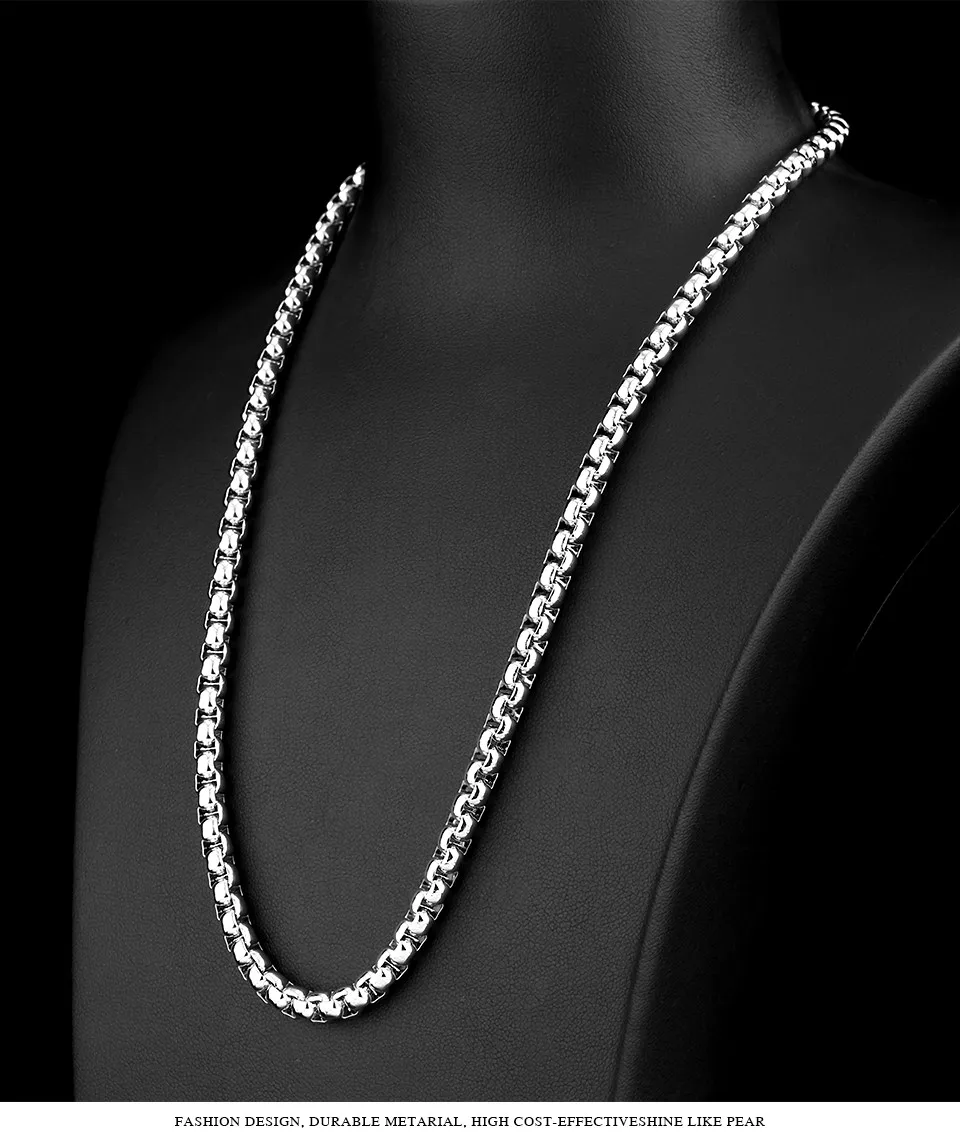Twist 2.5mm-4.5mm Box Necklace 316L Stainless Steel Jewelry  Waterproof Men Women Box Chain