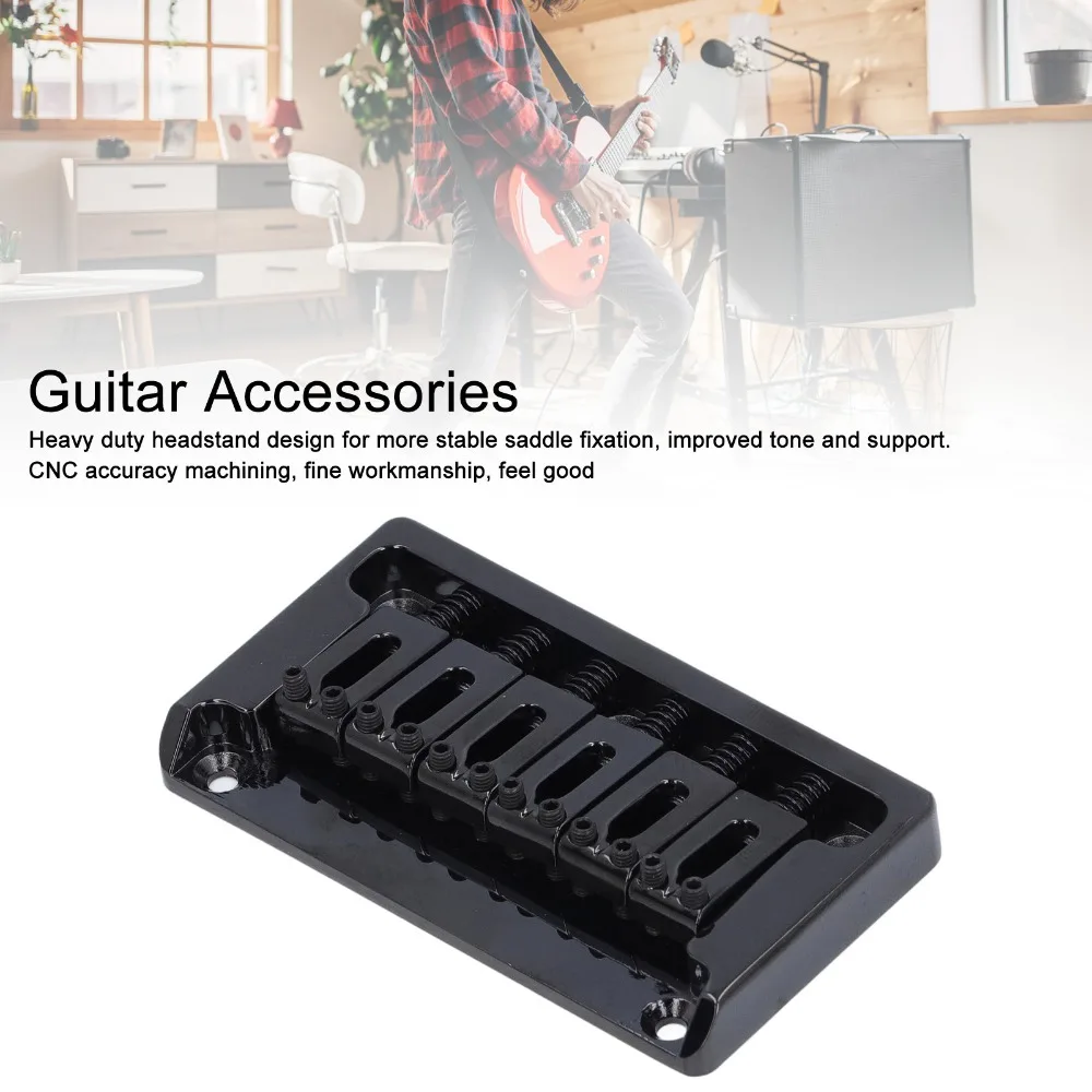 Zinc Alloy Electric Guitar Bridge 52.5mm Width Enhanced Tuning Stability Fixed Hardtail Bridge Black/Silver/Golden