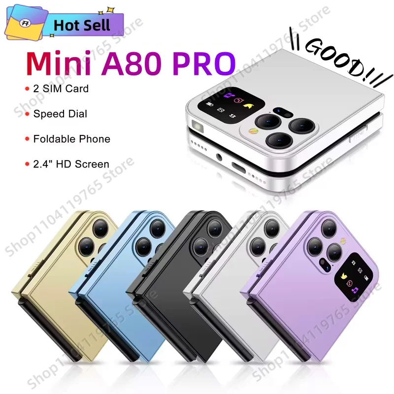 

Новый раскладной телефон A80 Pro с двумя SIM-картами, электрический фонарик GSM, автоматическая запись вызовов, 2,4-дюймовый экран, складные мобильные телефоны Type-C