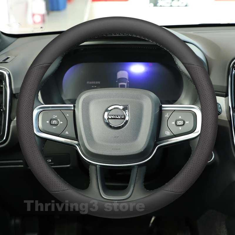 

Leather Car Steering Wheel Cover For Volvo XC40 Recharge 2019-2026 Covers For Covers Auto Steering Wheel Volvo XC60 Accessories