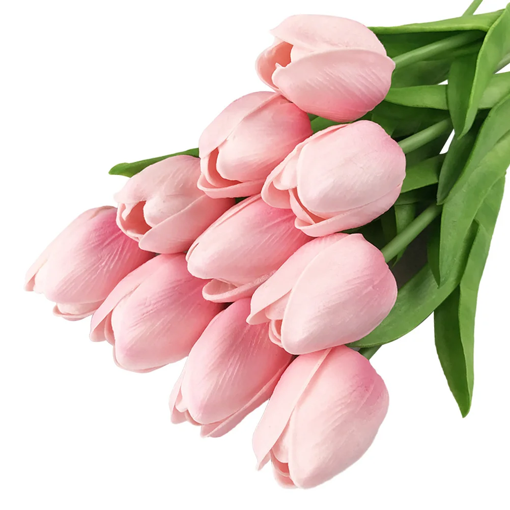 

10Pcs Artificial Tulip Flowers Realistic Pink Mini Simulation Decorative Flowers for Wedding Party Home Photography Background