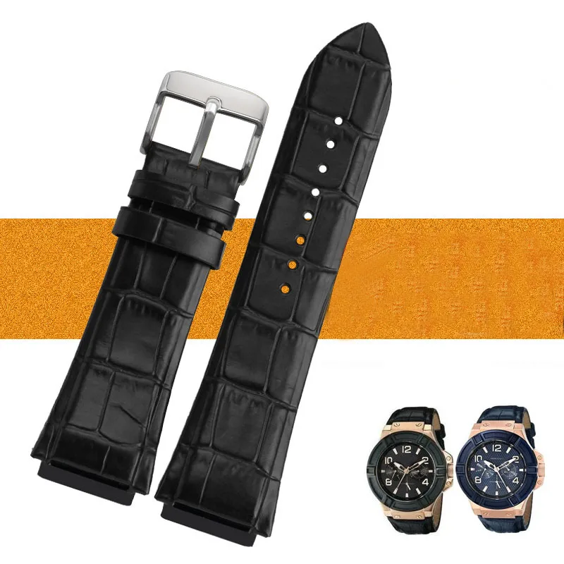 

22mm Man Genuine Leather Watch Strap Band for GUESS W0247G3 W0040G3 W0040G7 Series watches band blue black brown
