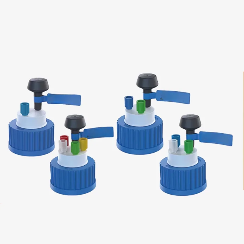 Plastic solvent bottle safe liquid supply cap GL45 cap waste liquid collection cap unidirectional mobile phase tight