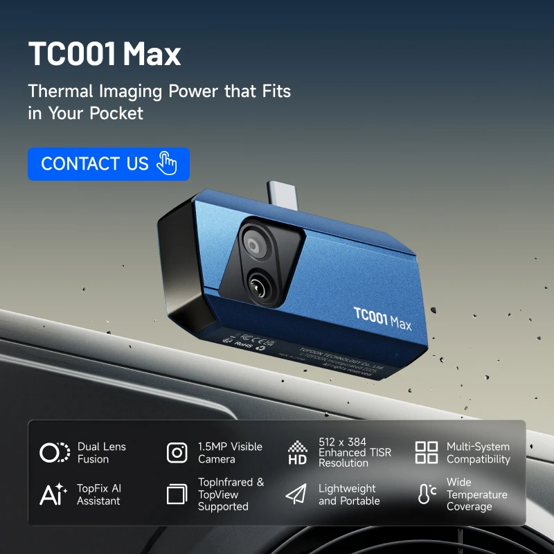TOPDON TC001 Max Dual-Lens Mini Mobile Heat Thermal Infrared Imaging Double Camera Multi-System Compatibility Long Range Imager
